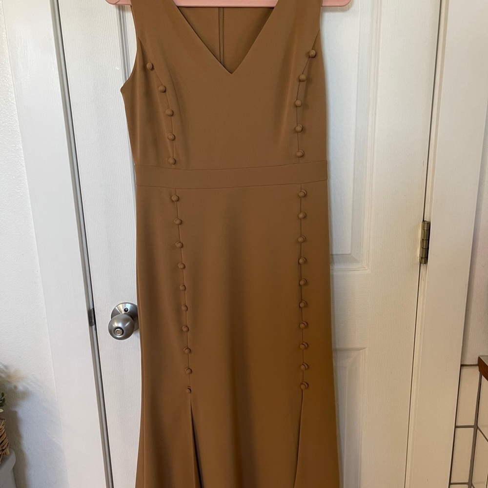 Calvin Klein Brown Sheath Dress with V-Neck for Work